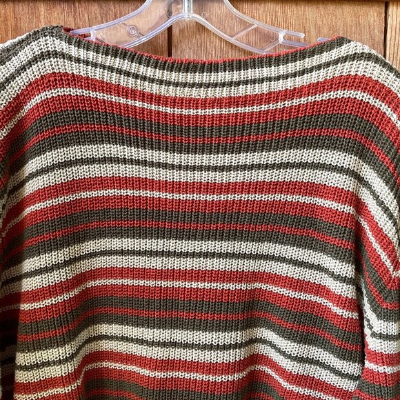 Vintage Diane Von Furstenberg Striped Cotton Sweater in Women's Large - Picture 4 of 8